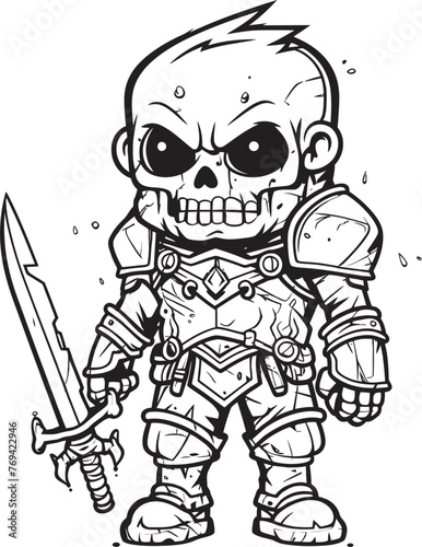 Ghostly Crusader Zombie Knight Soldier Black Vector Emblem Dark Sentinel Zombie Knight Soldier Black Emblem Icon