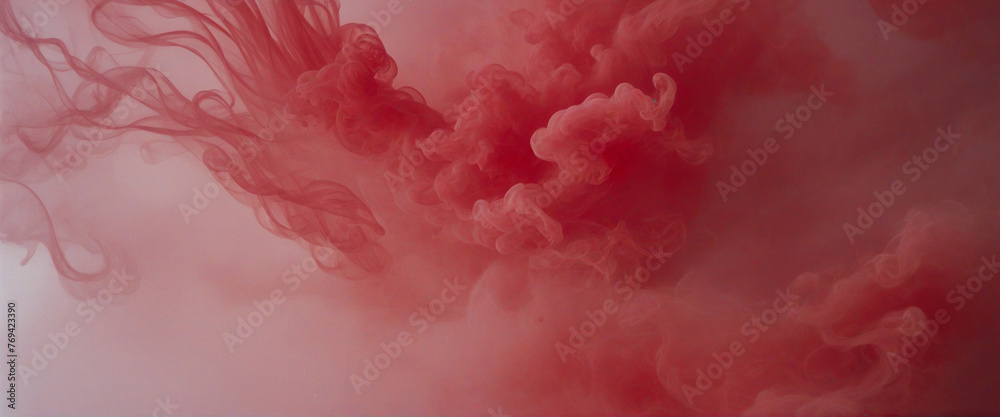 Flowing red color smoke on transparent background colorful background