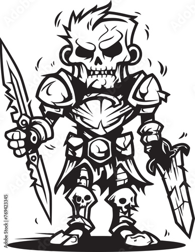 Spectral Sentry Zombie Knight Soldier Black Vector Design Haunted Hero Zombie Knight Soldier Black Emblem Icon
