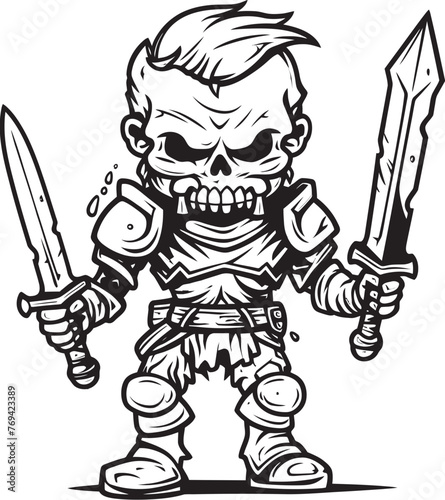 Haunted Hero Zombie Knight Soldier Black Icon Design Soulless Sentinel Zombie Knight Soldier Black Vector Emblem