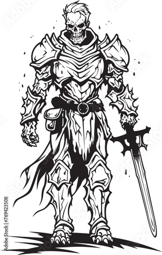 Dark Defender Zombie Knight Soldier Black Emblem Icon Undying Legionnaire Zombie Knight Soldier Black Logo Emblem
