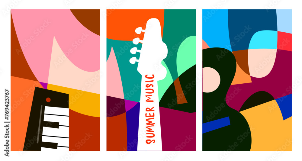 Fototapeta premium Vector illustration colorful summer music festival banner