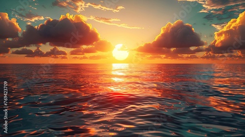 Beautiful seascape. Sunset over the sea. Vacation concept