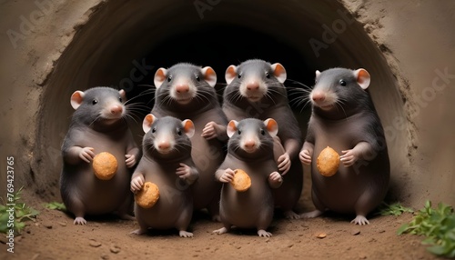 A Mole Family Gathering For A Celebration In The T photo