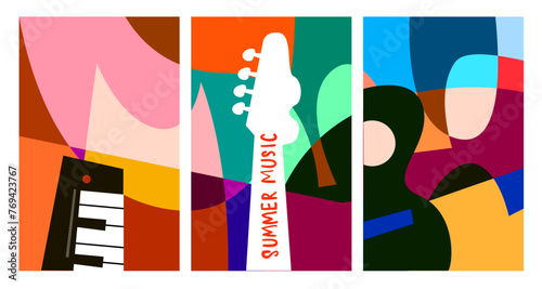Vector illustration colorful summer music festival banner photo