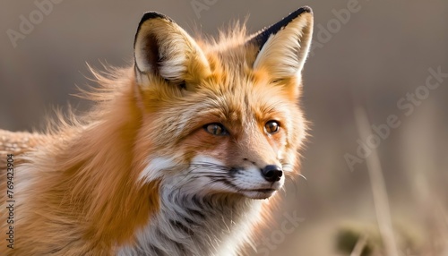 A Fox With Its Fur Ruffled By The Wind © Zaree