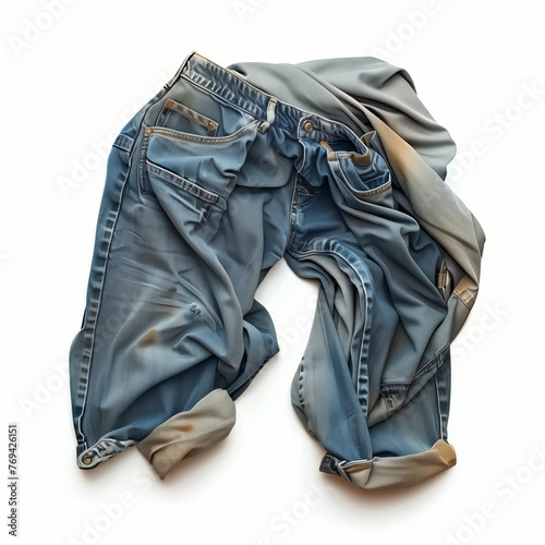 Jeans on white background