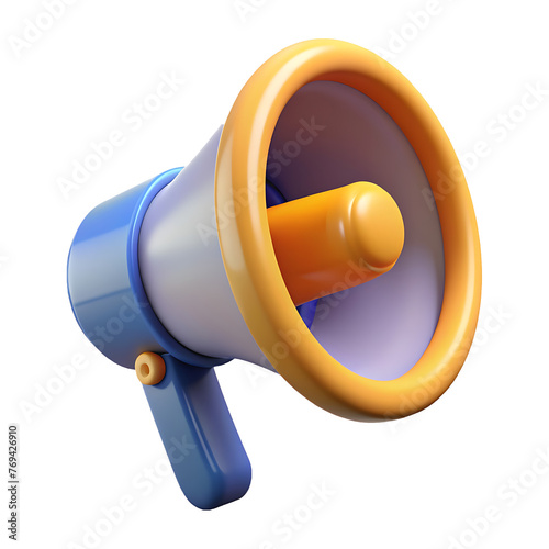 Megaphone speaker 3d render style icon image isolated on a transparent background PNG photo
