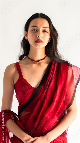 Young woman model wearing cotton saree