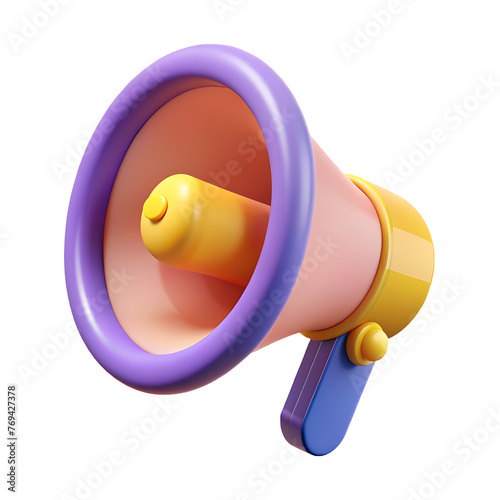 Megaphone speaker 3d render style icon image isolated on a transparent background PNG photo