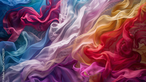 Ribbons of vibrant colors flowing and twisting across the canvas  like a river of creativity captured in motion.