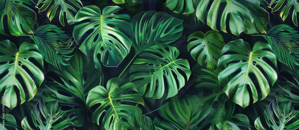 custom made wallpaper toronto digitalTropical Monstera Leaves Seamless Pattern