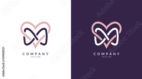 Infinity letter M Love logo design template