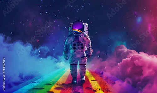 Spacewalker in a Rainbow Universe Generative AI © Riya