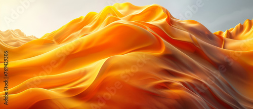 Abstract texture of yellow and orange banner. Abstract waves.