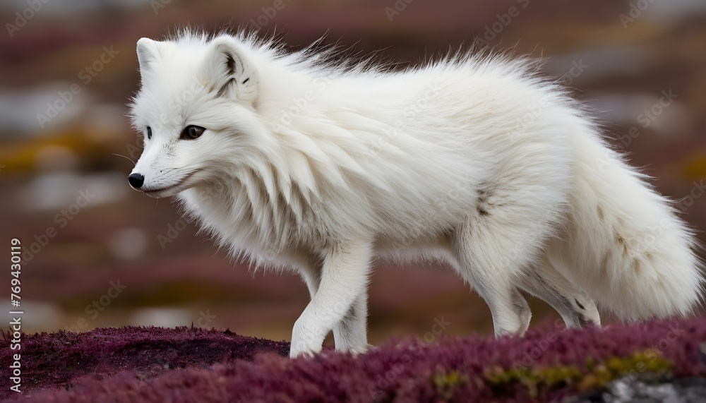 An Arctic Fox With Its Fur Ruffled By The Wind
