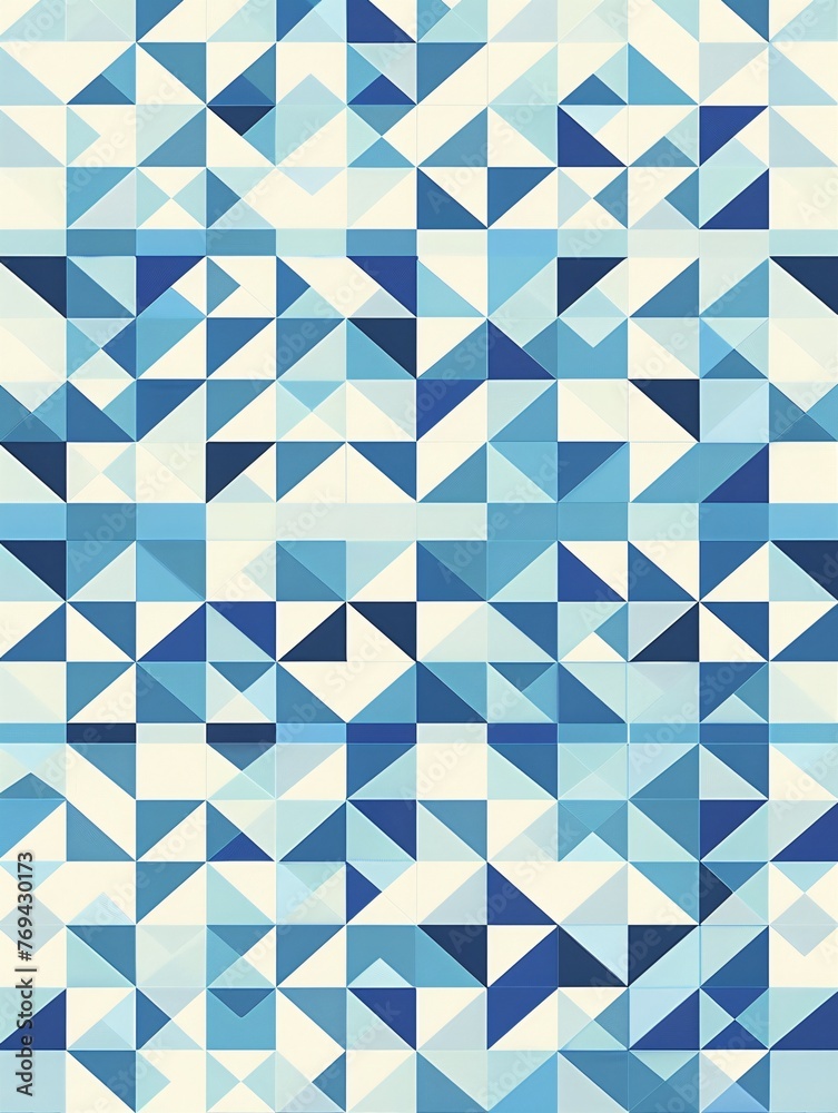 Geometric Patterns in Blue and White A Modern Take on Traditional Designs Generative AI