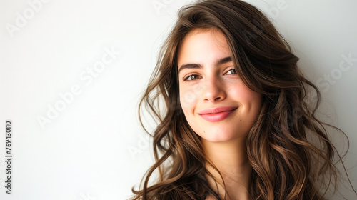 Young woman with side swept wavy hairstyle