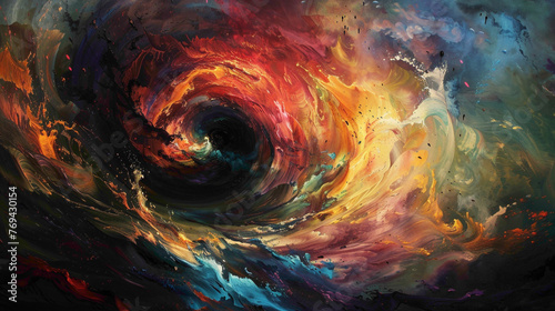 Spiraling vortexes of color expanding and contracting across the canvas, their movements hypnotic and mesmerizing. photo