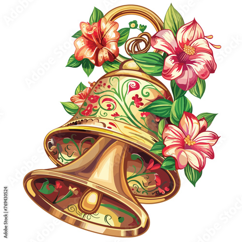 Floral Bell Clipart isolated on white background
