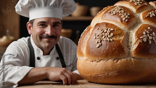 baker with large bread