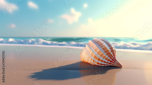 Textured conch shells on the beach