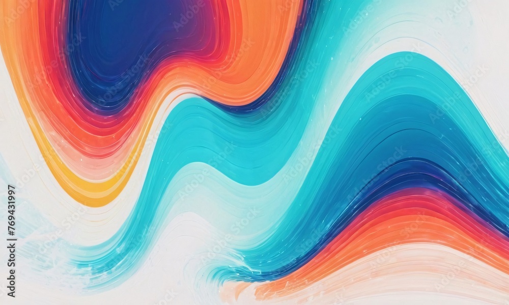 Obraz premium Vibrant orange teal psychedelic grainy gradient color flow wave on white background
