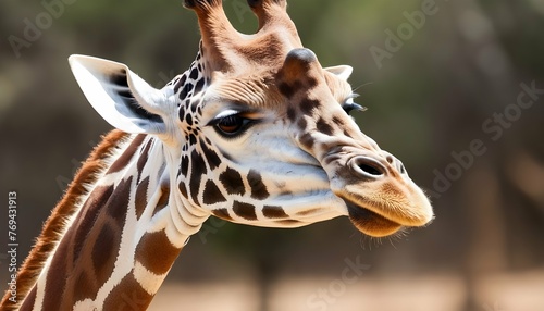 A Giraffe With Its Tongue Flicking Tasting The Ai © Shang