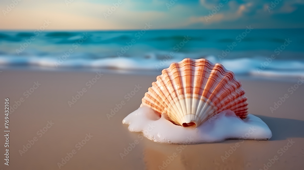 Textured conch shells on the beach Textured conch shells on the beach