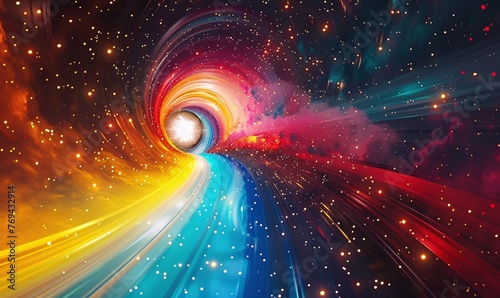Colorful Vortex of Light A Spectacular Space Adventure Generative AI