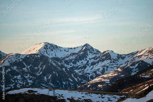 Mountains in the Pyrenees from the Grandvalira ski resort in Andorra