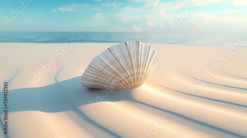 Conch shells lying on the beach at sunset