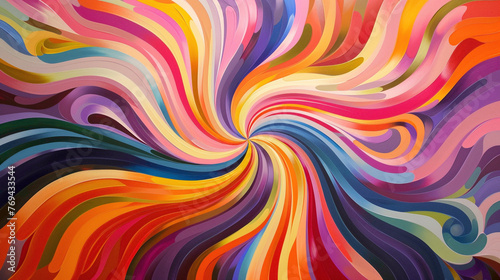 Dynamic patterns of swirling colors radiating outwards from the center of the canvas  drawing the viewer s gaze in.