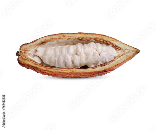 Fresh cocoa half isolated on transparent background. (.PNG)