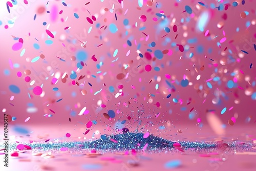 Glittering colourful confetti falling down. Party background concept for holiday, celebration, New Year's Eve or jubilee 