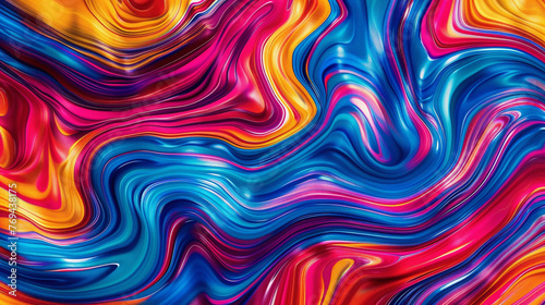 Dynamic patterns of vibrant colors swirling and twirling across the surface  creating a sense of movement and rhythm.