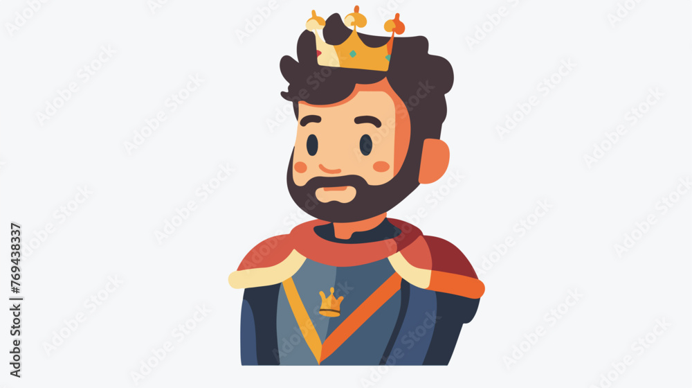 Video game prince avatar Flat vector isolated on whit