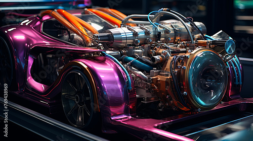 A car with a very colorful engine. The car is on display in a museum © Дмитрий Симаков