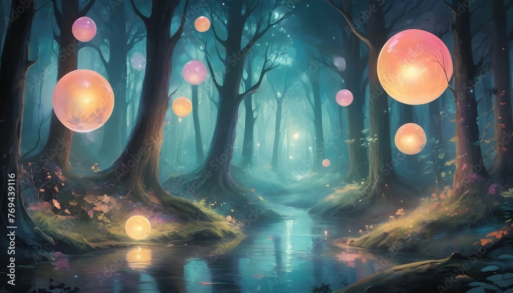 In A Dreamlike Realm Paint An Ethereal Forest Ill