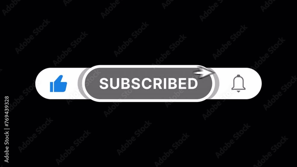 Subscribe button animation with dynamic cursor motions, responsive likes, and a notification bell. Transparent 4K Alpha Channel. Seamless loop. Perfect for openings and social media marketing.