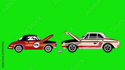 Green screen car crashes each other. Car accident concept. Chroma key. 4K. Perfect for insurance ads or driving safety educational videos.