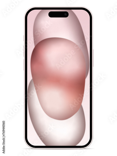 iPhone 15 in Pink, front view, vector