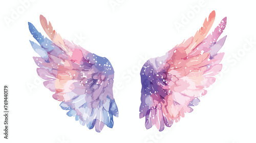 Watercolor Angel Wings Flat vector isolated on white photo