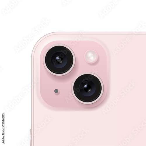 iPhone 15 camera, pink, vector
