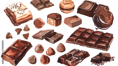 Watercolor chocolate clip art Flat vector isolated on