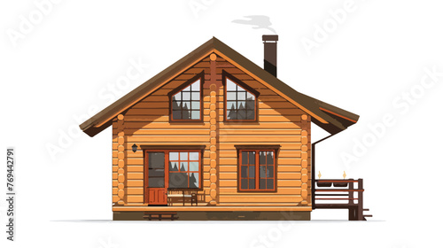 Wood House Vector Concept Flat vector isolated on white © Mishab