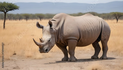 A Rhinoceros In A Dry Savanna © Salah