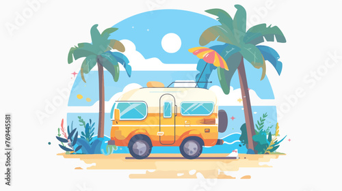 Summer and vacations flat cartoon vactor illustrati © iclute