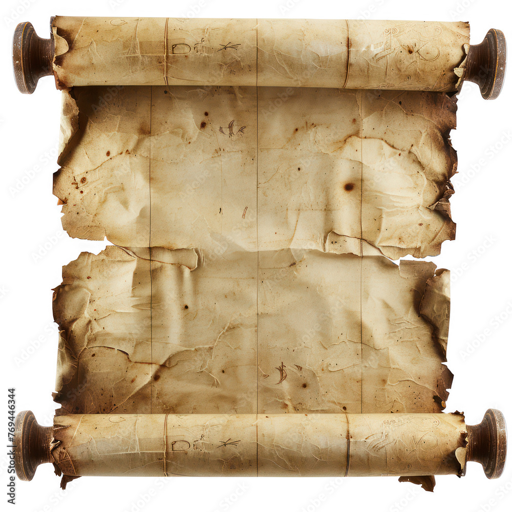 Old scroll paper on transparency background PNG

