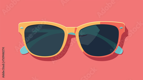 Sunglasses and sun retro style icon flat cartoon va